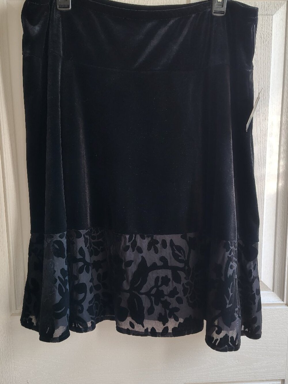 Womens Velvet Skirt with Sheer Hem NWT
